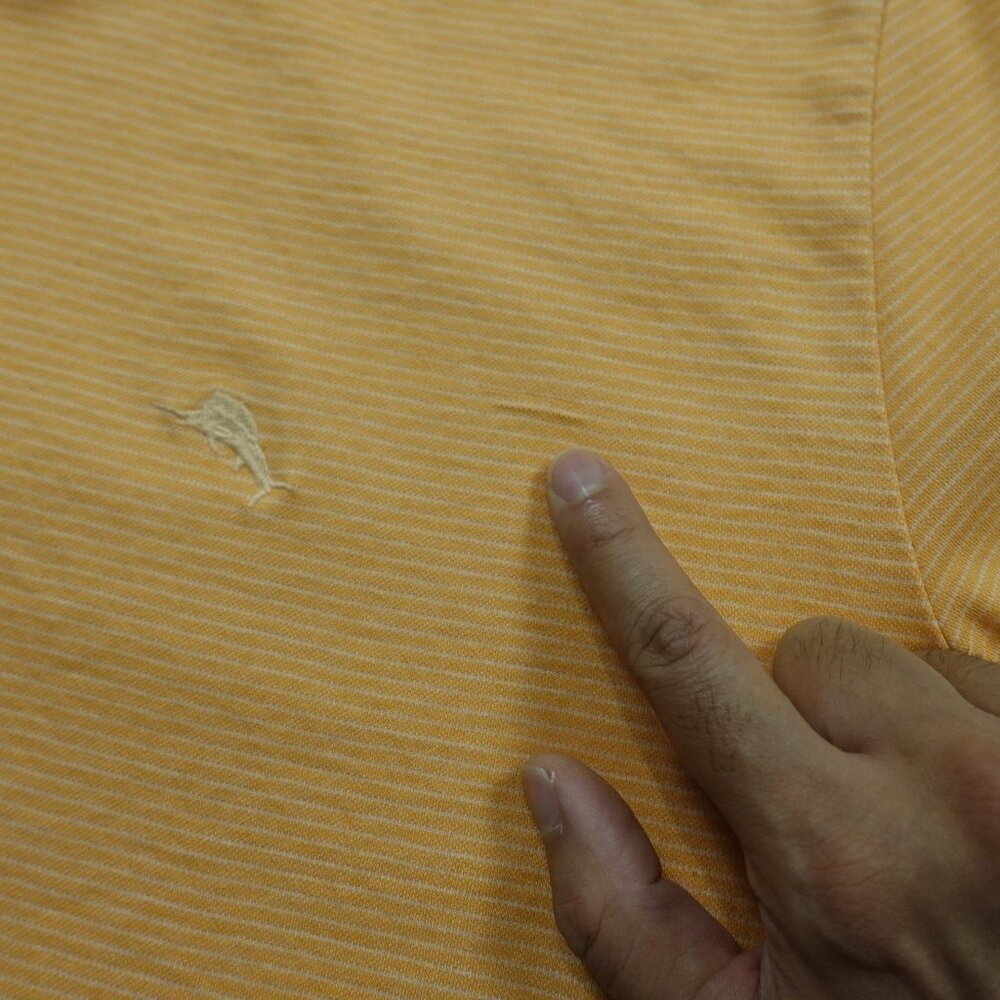 Tommy Bahama Striped Polo Shirt Men’s XL Peach Orange Casual Island Wear - Picture 6 of 9